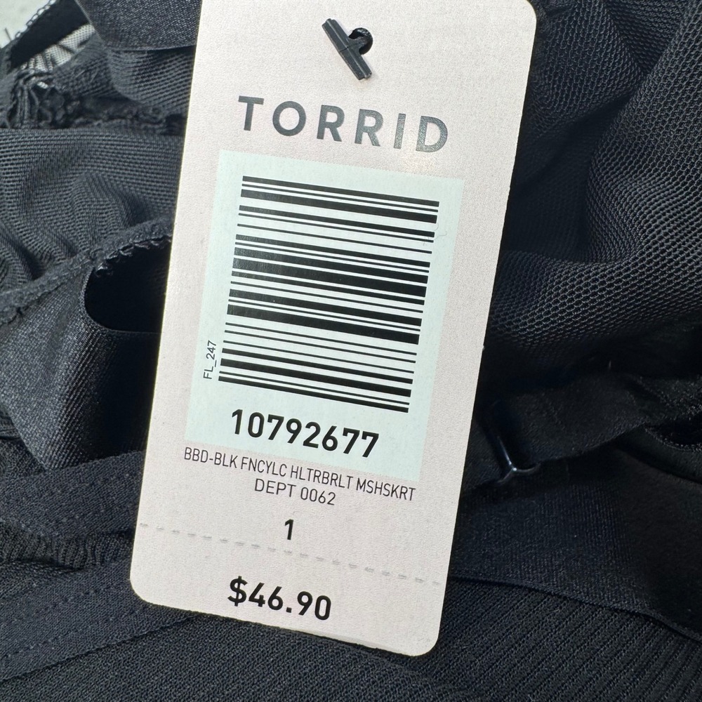 Torrid 1 Babydoll Lingerie 16/18 Black Lace Mesh Halter Strappy Goth Romantic - Picture 4 of 13